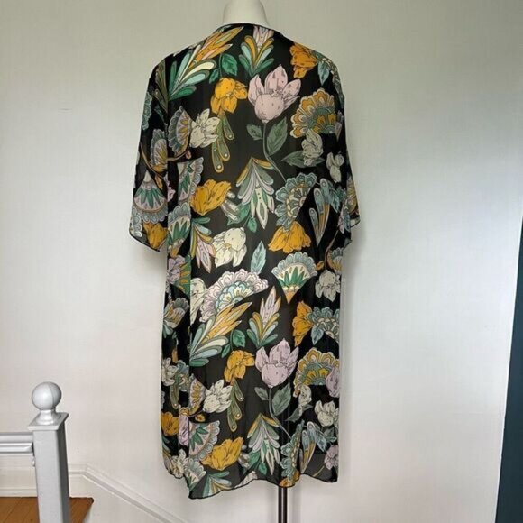 Lularoe floral black Waterfall sheer kimono coverup - Picture 6 of 8